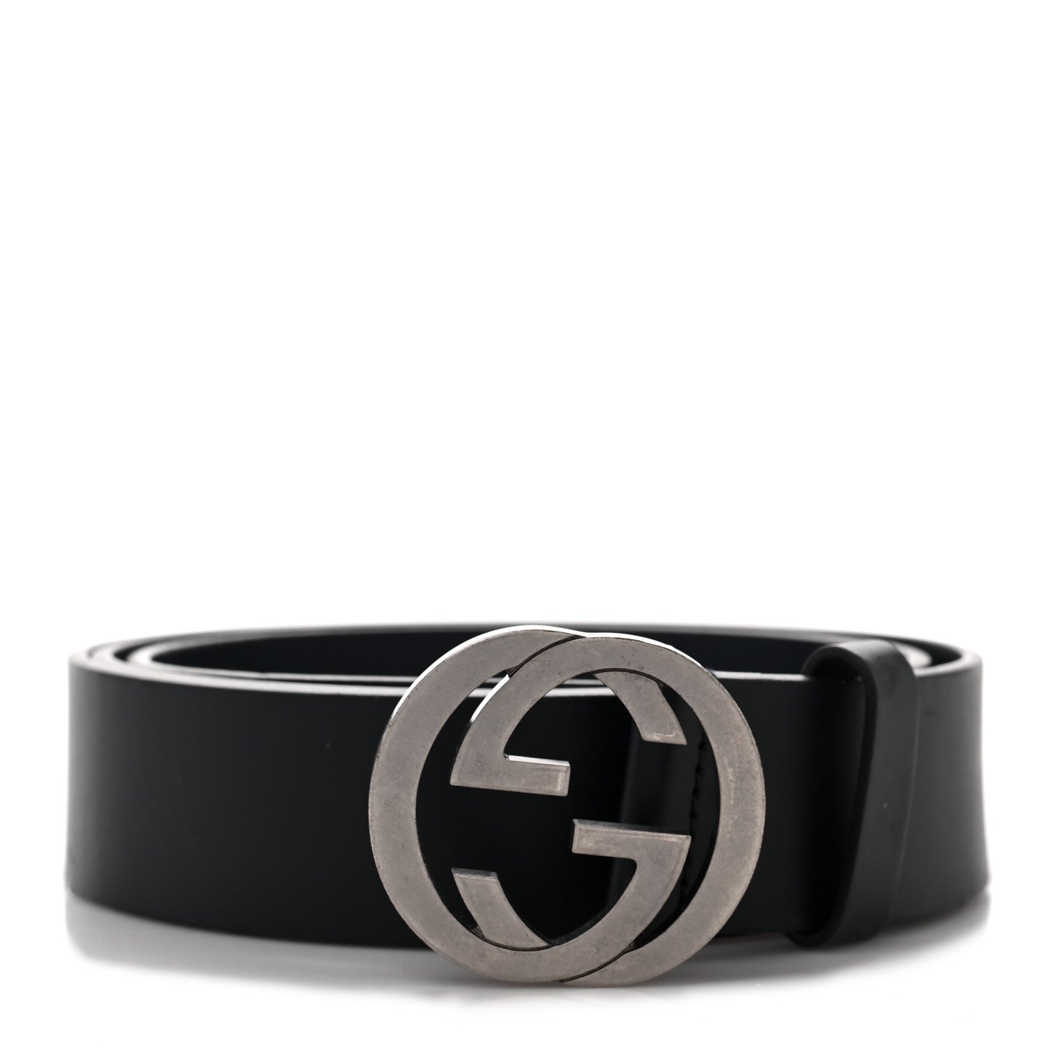 Gucci Selleria Calfskin Mens Interlocking G 37mm Belt 105 42 Black 1 of 6