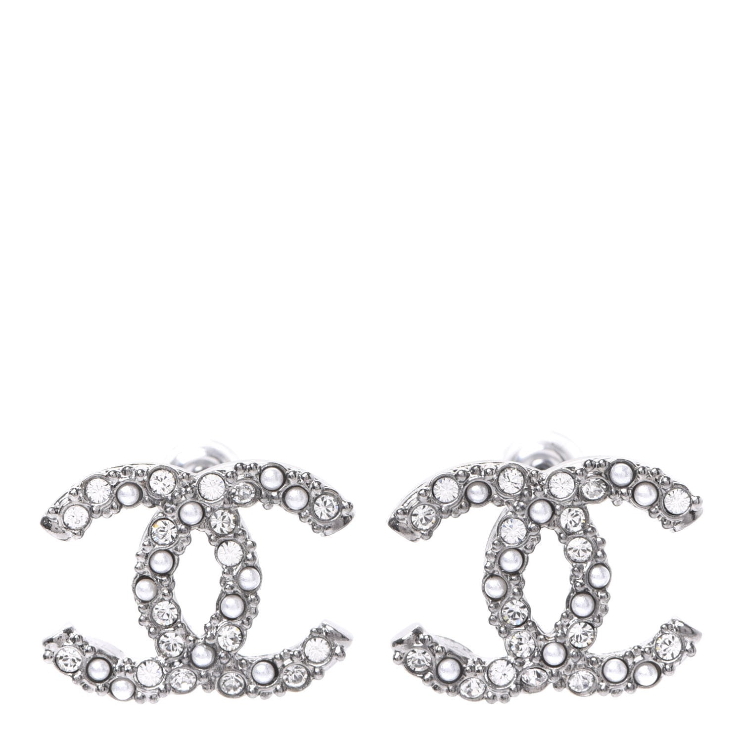 Chanel Ruthenium Crystal Pearl Caviar Earrings 1 of 5