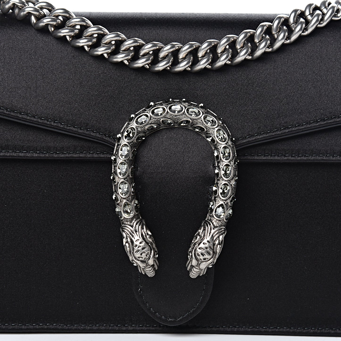 Satin Silk Crystal Small Dionysus Shoulder Bag Black Black Diamond