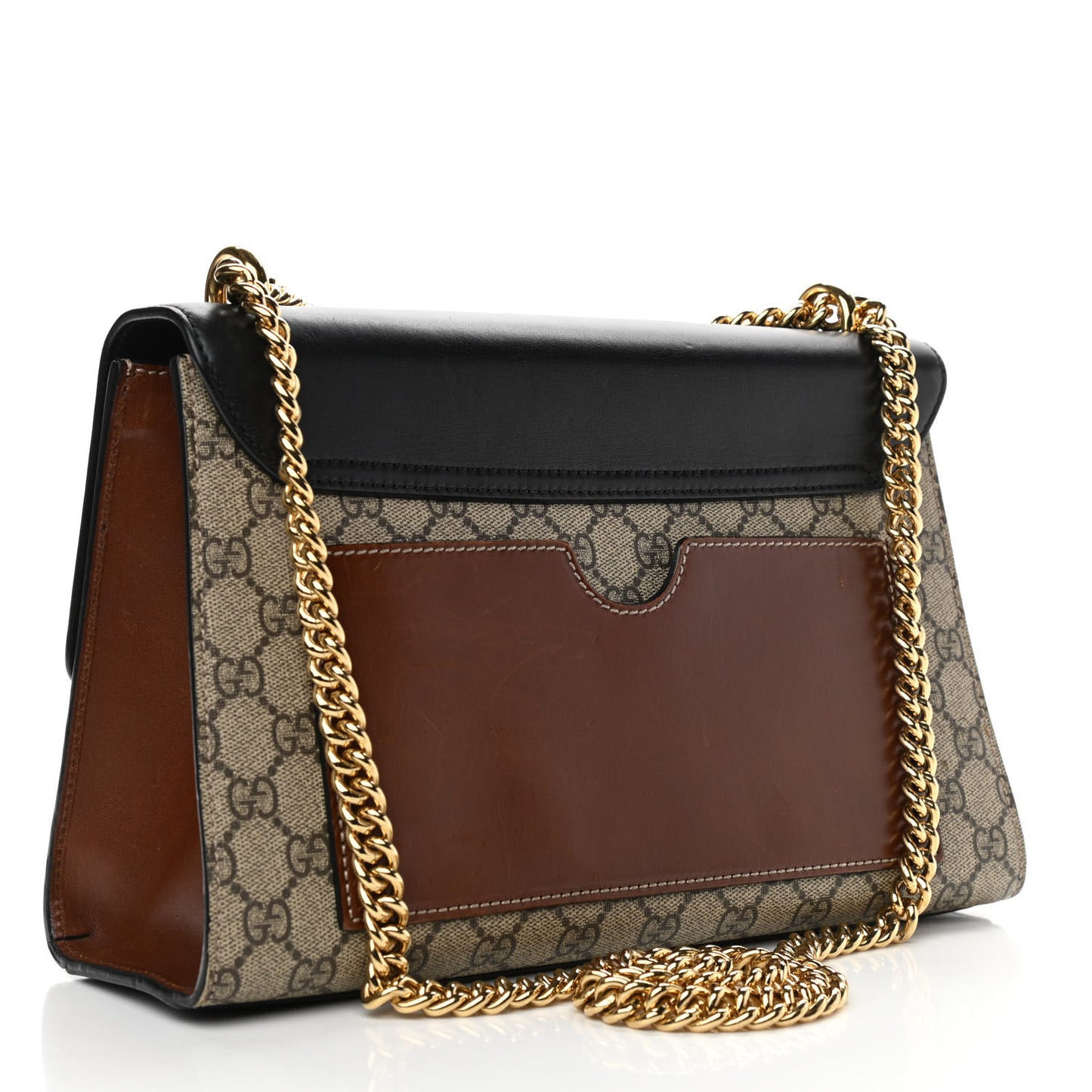 GG Supreme Monogram Calfskin Medium Padlock Shoulder Bag Beige Black Cuir