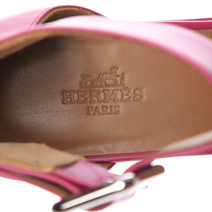 Hermes Calfskin Ilana Espadrille Wedge Sandals 38 7 of 8