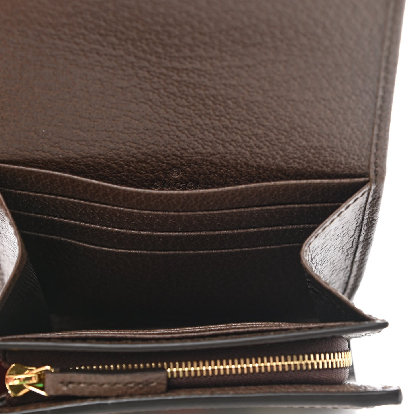 GG Supreme Monogram Textured Calfskin Web Ophidia Card Case Wallet Beige Ebony New Acero
