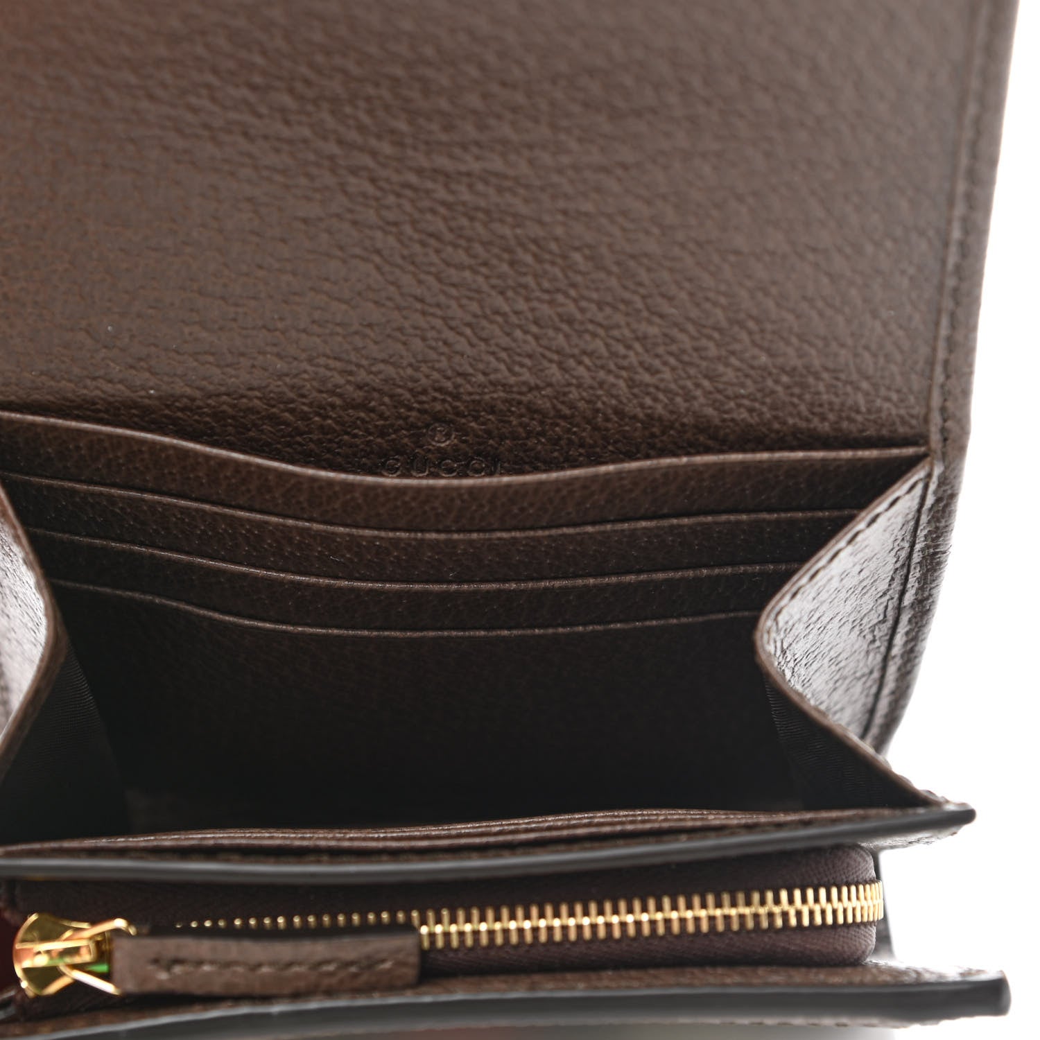 Gucci GG Supreme Monogram Textured Calfskin Web Ophidia Card Case Wallet Beige Ebony New Acero 5 of 7