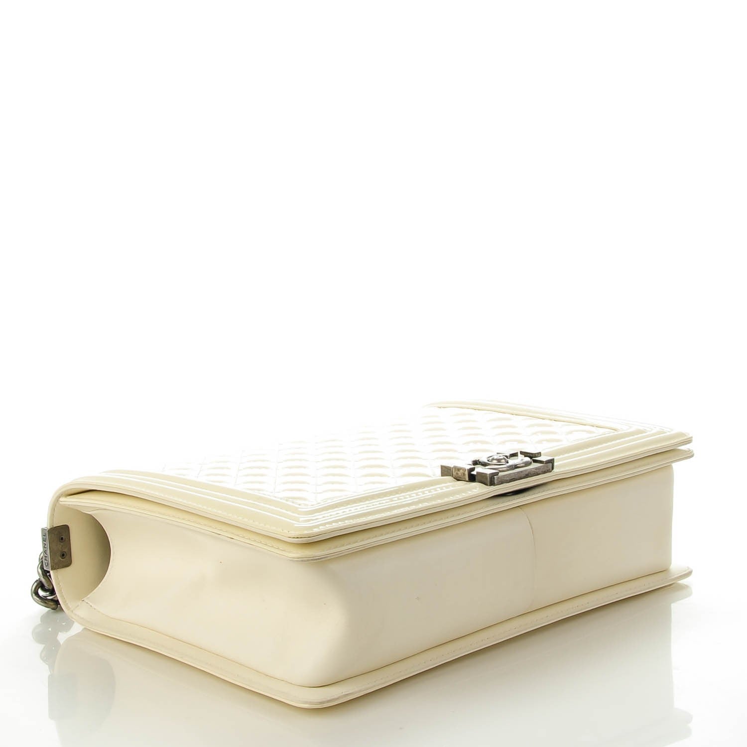Chanel Patent Quilted Large Boy Flap White 4 of 7