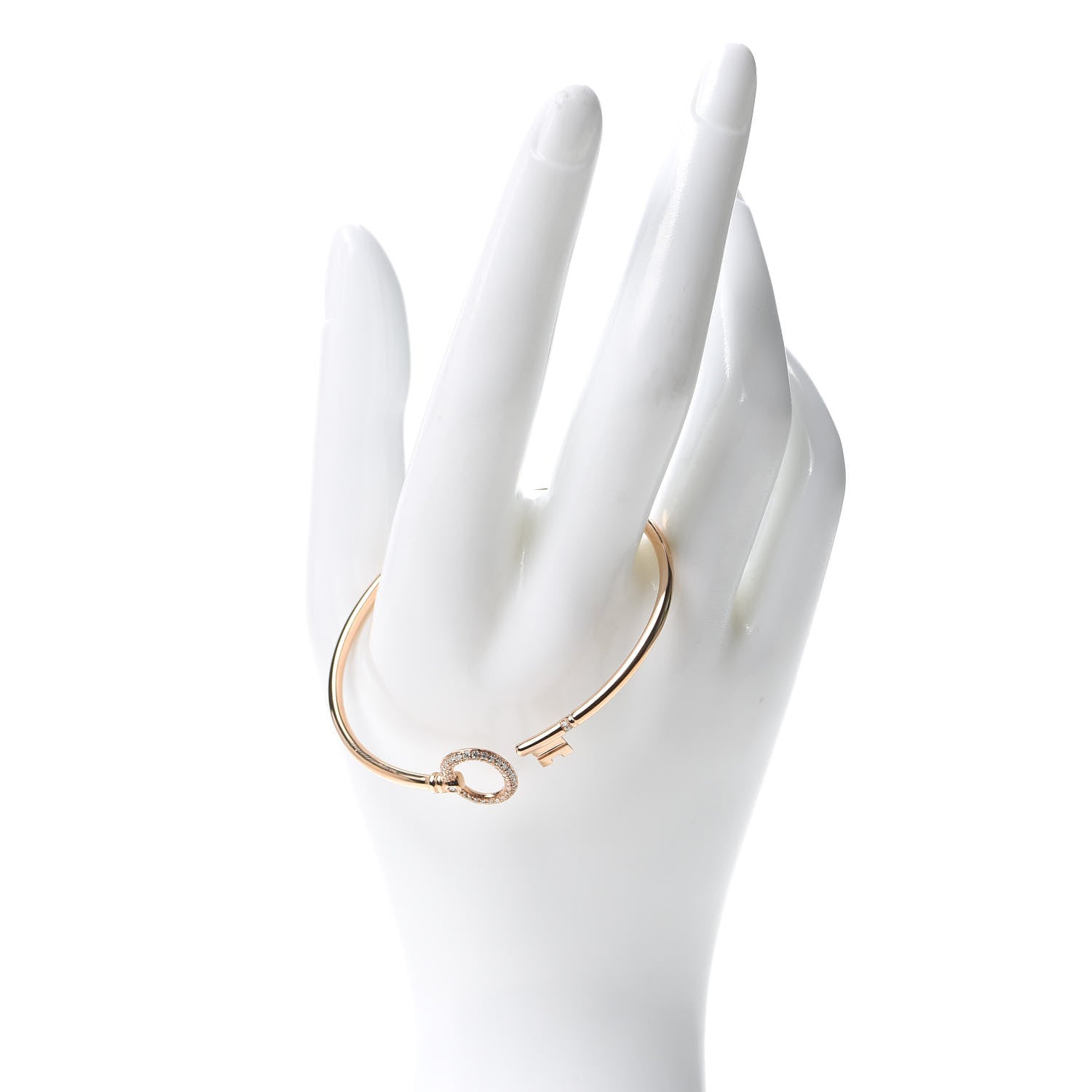 Tiffany 18K Rose Gold Diamond Keys Wire Bracelet 2 of 5
