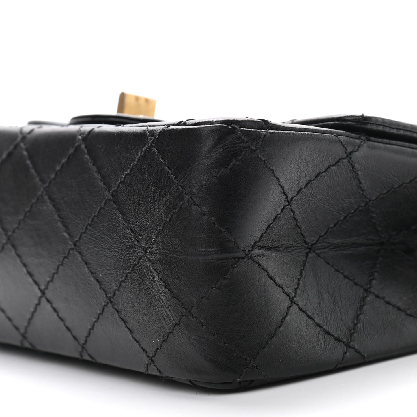 Aged Calfskin Quilted 2.55 Reissue Mini Flap Black
