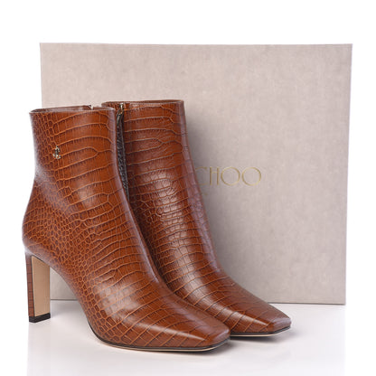 Jimmy Choo Calfskin Crocodile Embossed Minori Booties 40 Cuoio 8 of 8