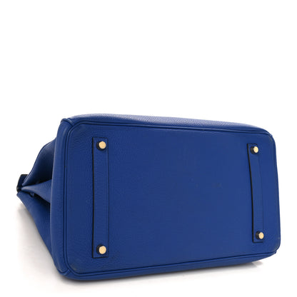 Hermes Togo Horseshoe Birkin 35 Bleu Electrique 4 of 14