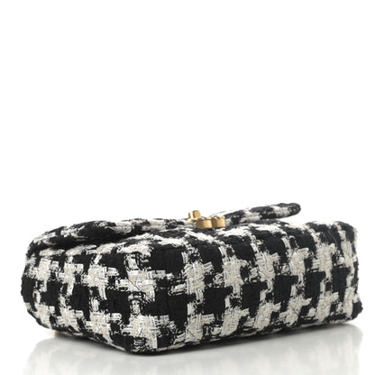Chanel Tweed Quilted Medium Chanel 19 Flap Black Ecru White 4 of 11