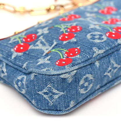 Louis Vuitton LV X TM Monogram Denim Cerises Pochette Accessories Blue 8 of 9