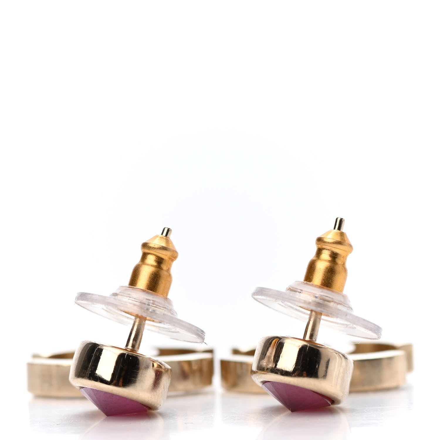 Chanel Crystal CC Drop Earrings Pink Gold 3 of 4