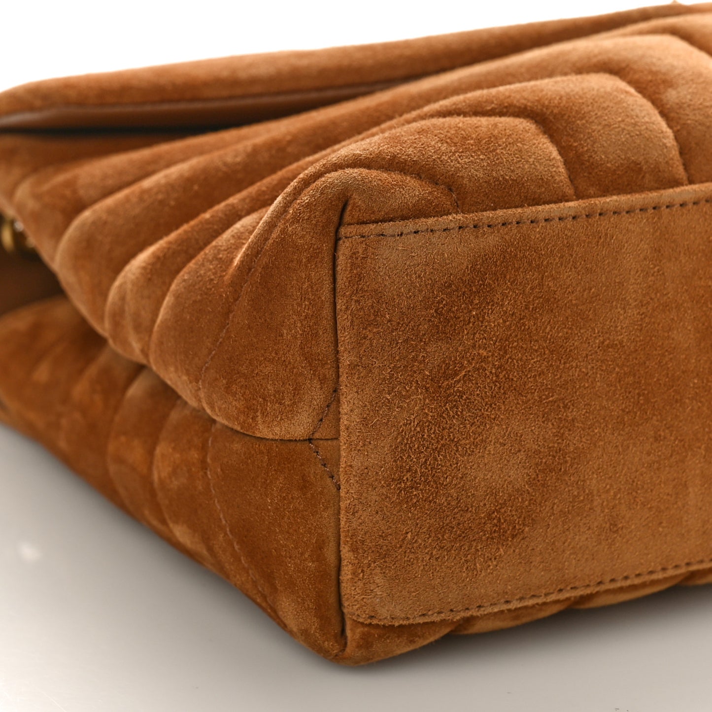 Suede Calfskin Y Quilted Monogram Small Loulou Chain Satchel Cinnamon