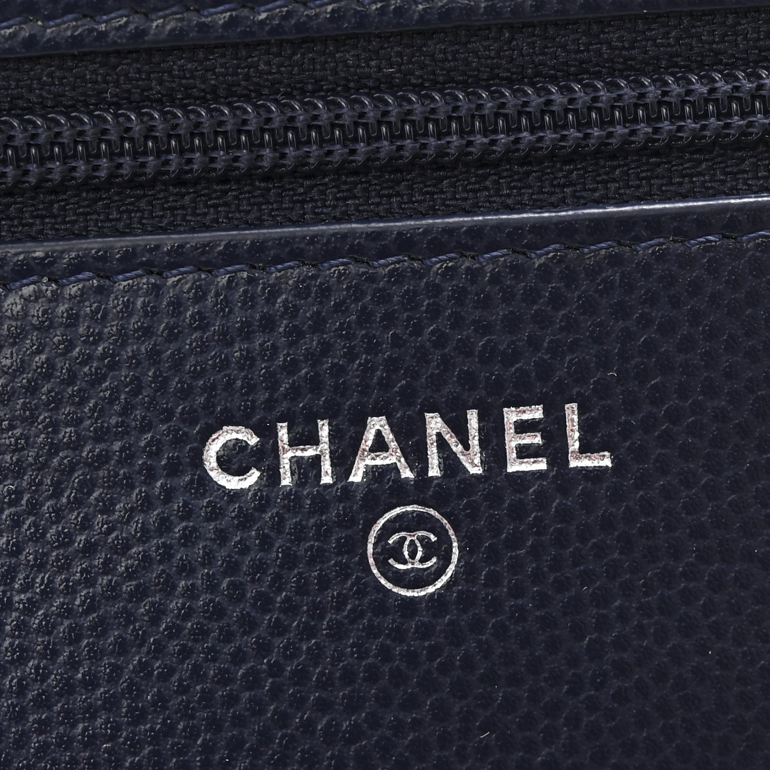 Chanel Caviar Chevron Quilted Wallet On Chain WOC Navy 6 of 12