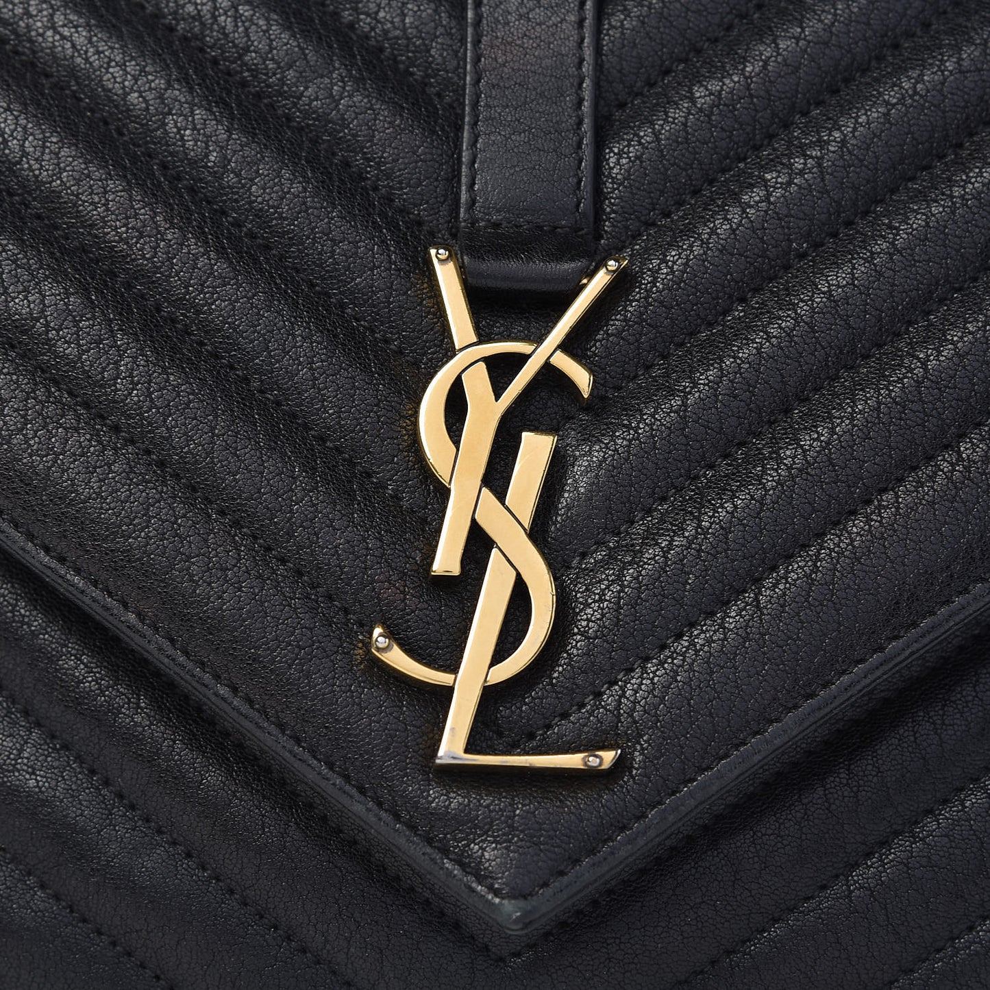 Sheepskin Matelasse Chevron Monogram Large College Satchel Black