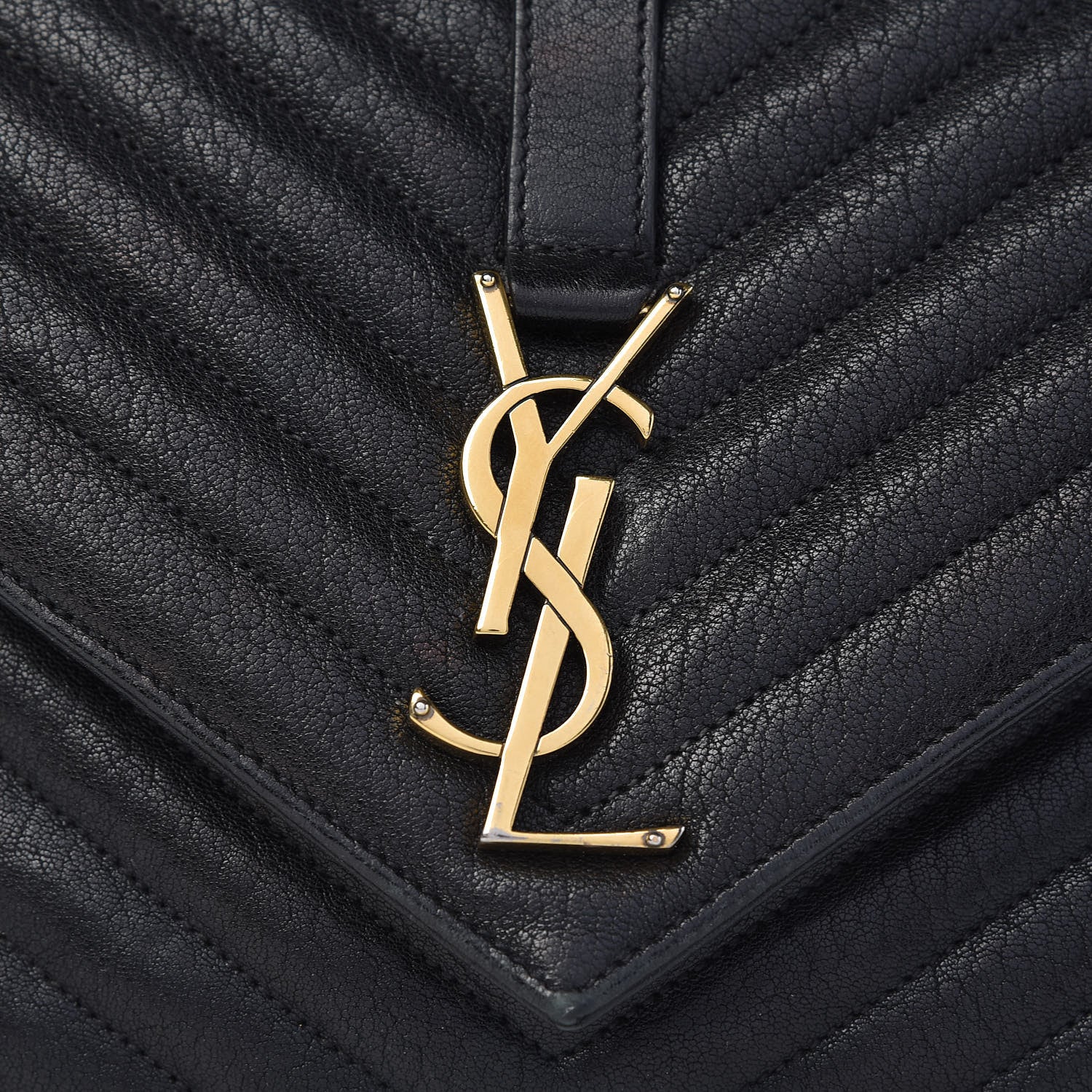 Saint Laurent Sheepskin Matelasse Chevron Monogram Large College Satchel Black 8 of 24