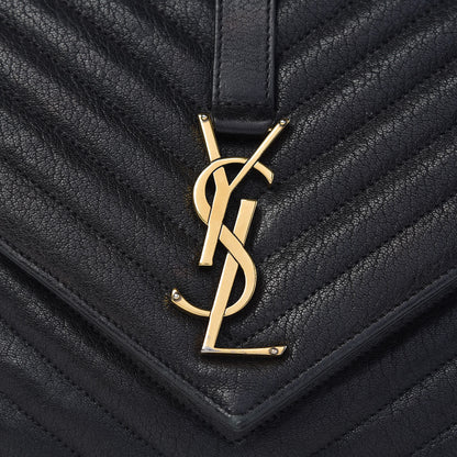 Saint Laurent Sheepskin Matelasse Chevron Monogram Large College Satchel Black 8 of 24