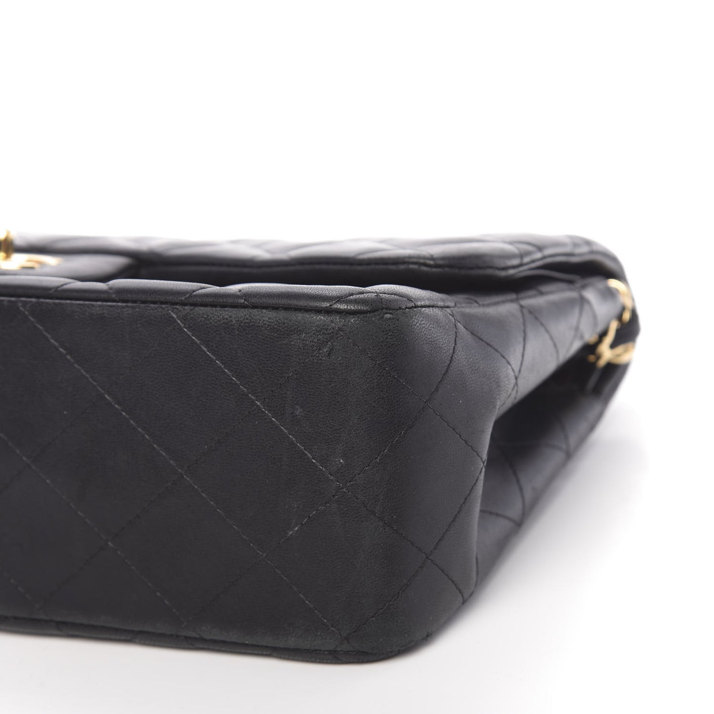 Lambskin Quilted Jumbo Double Flap Black