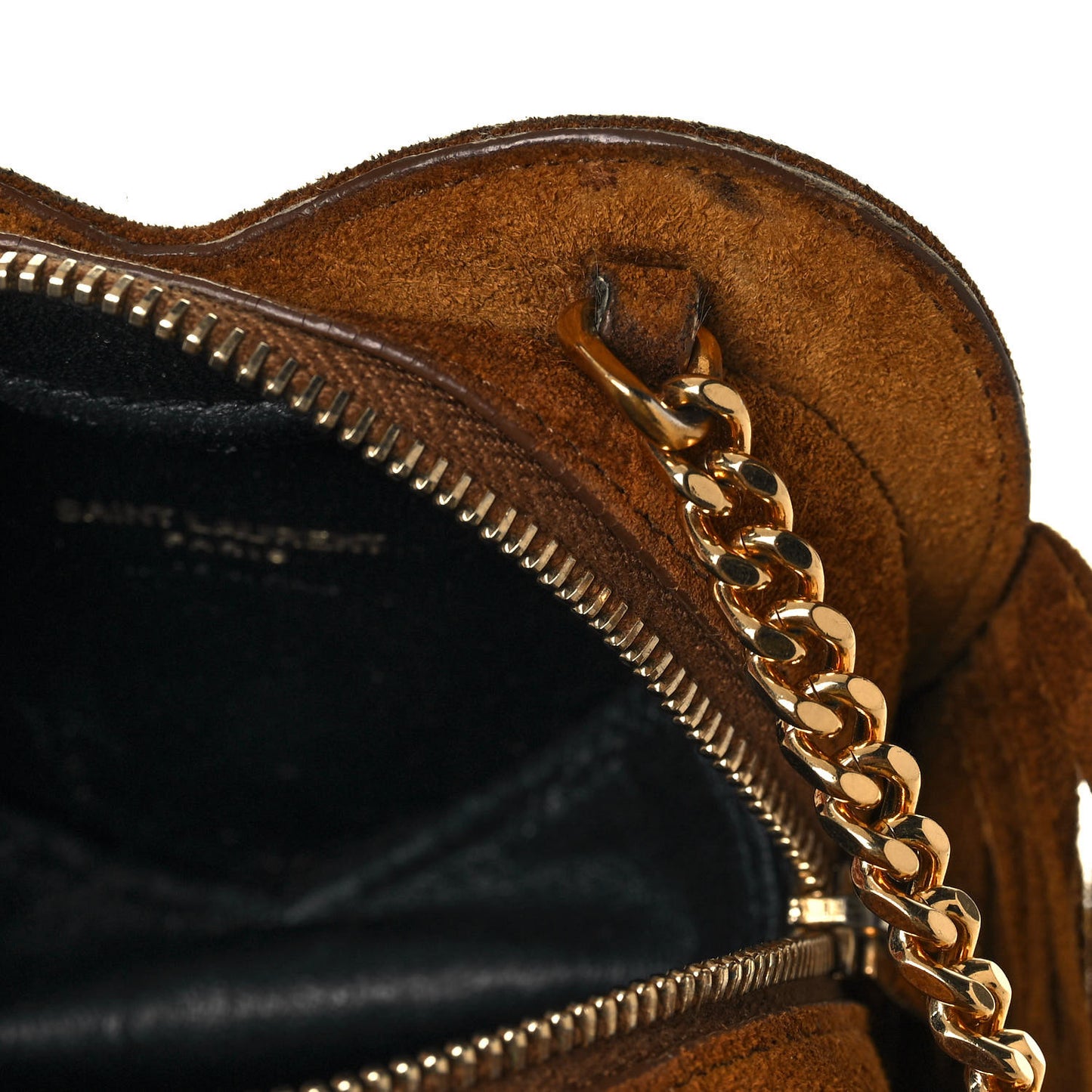 Suede Fringe Small Monogram Love Shoulder Bag Brown