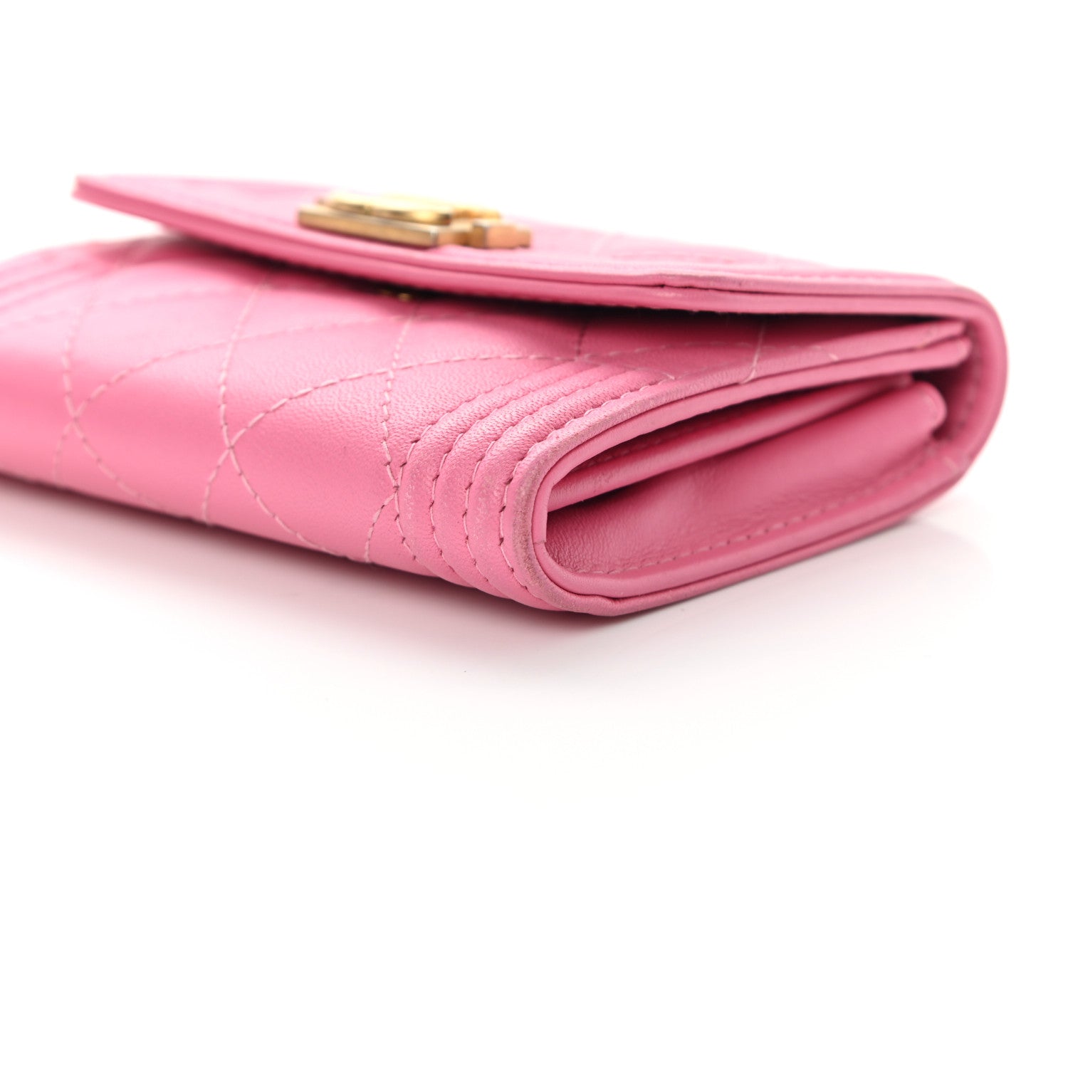 Chanel Lambskin Quilted Boy Card Holder Wallet Pink 12 of 15