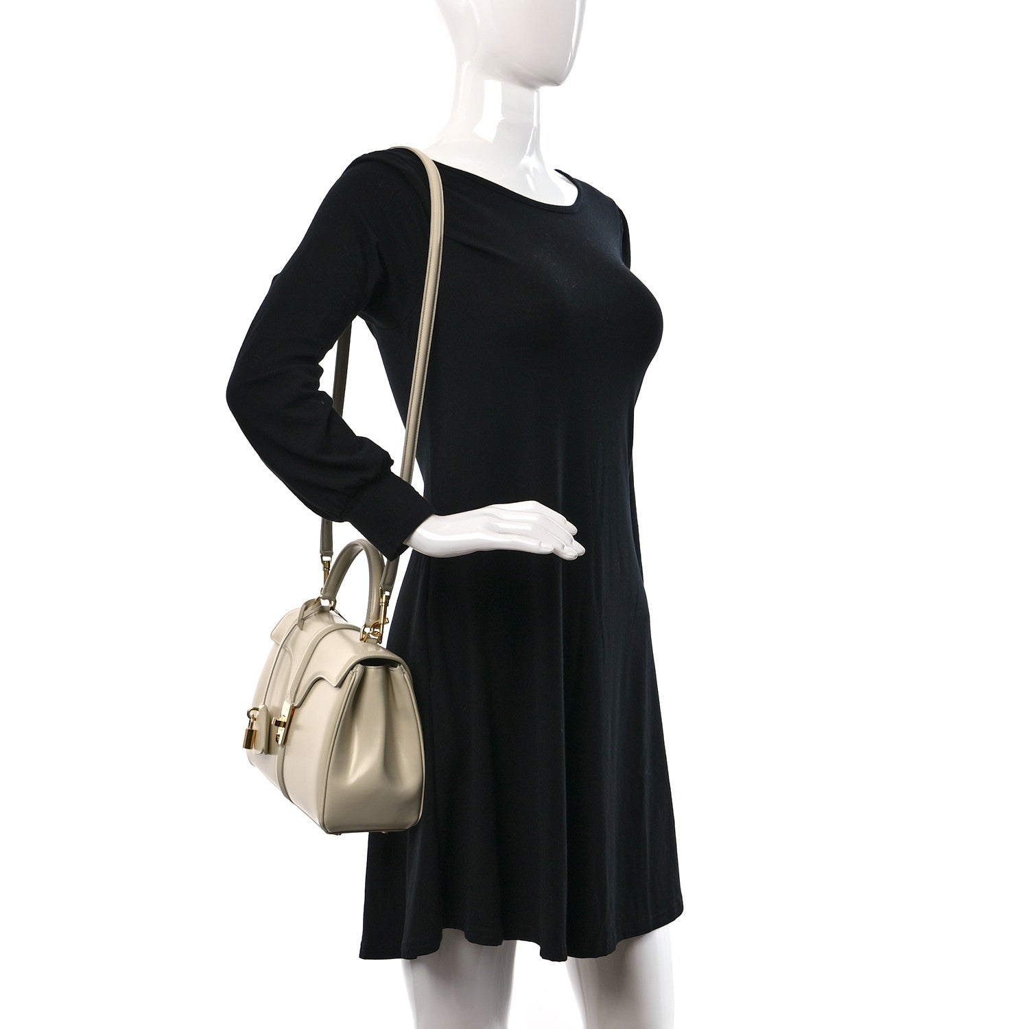 Celine Satinated Calfskin Small 16 Top Handle Bag Limestone 2 of 9