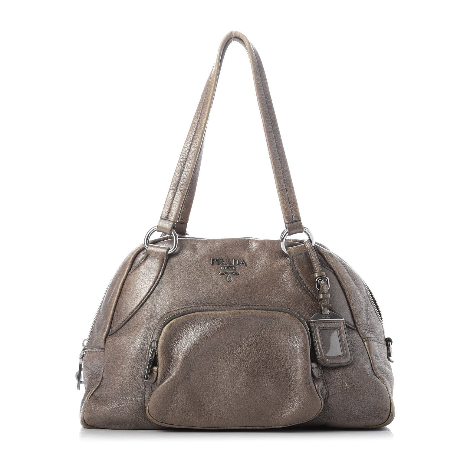 Prada Cervo Antik Bowler Front Pocket Tote Fumo 1 of 13