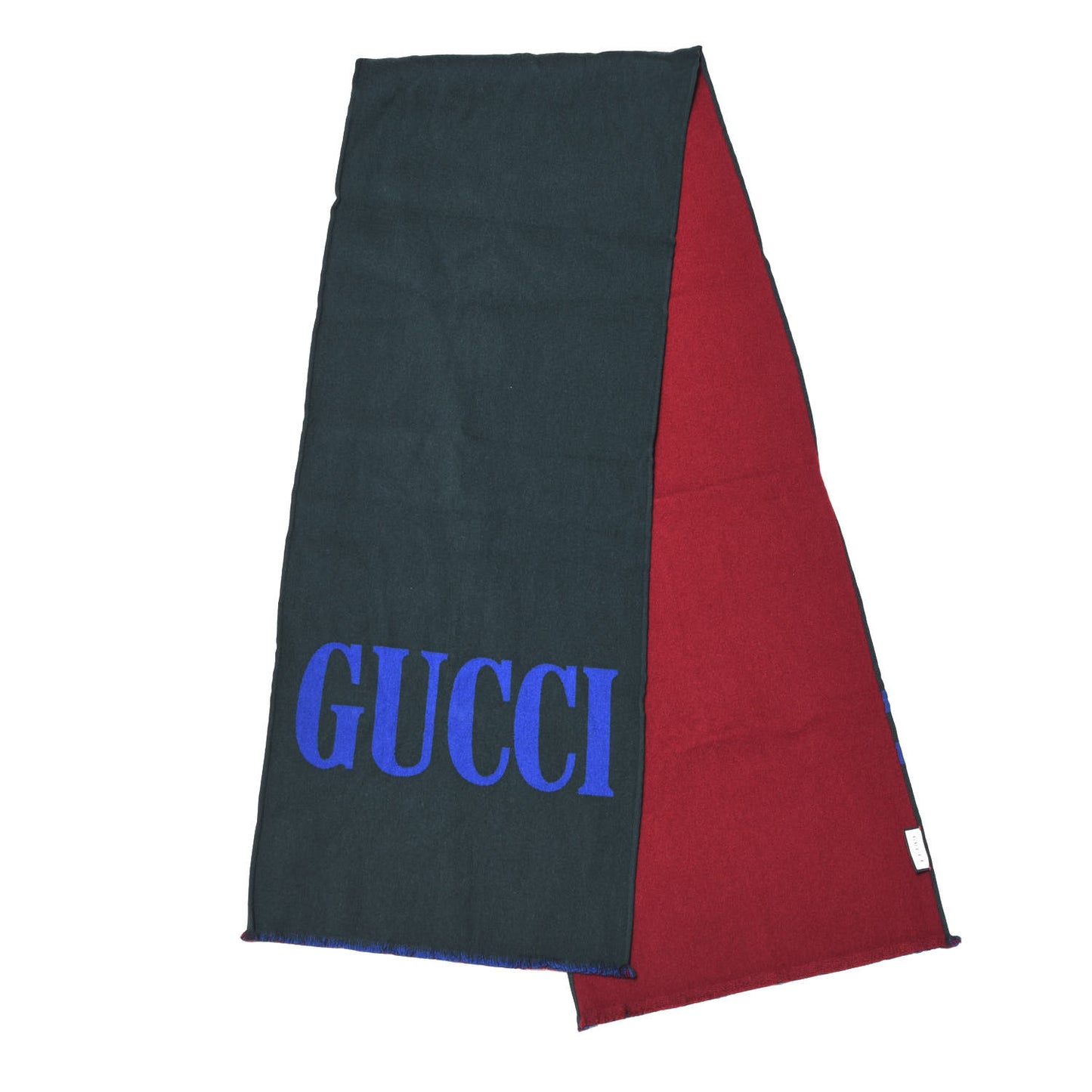 Wool Silk Guccium Scarf Petroleum Blue Bordeaux
