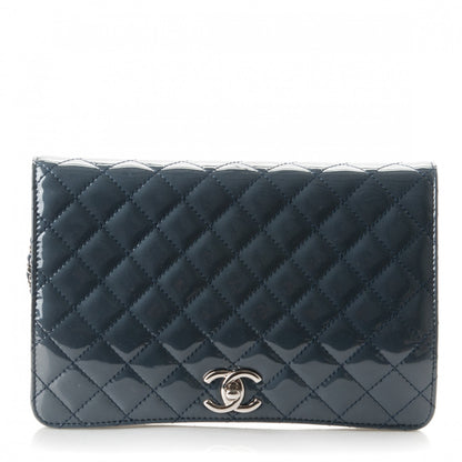 Chanel Patent Quilted Clutch Flap Dark Blue 1 of 6