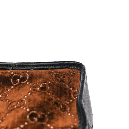 Gucci Velvet GG Monogram Textured Calfskin Web Medium Duffle Bag Brown Black 17 of 19