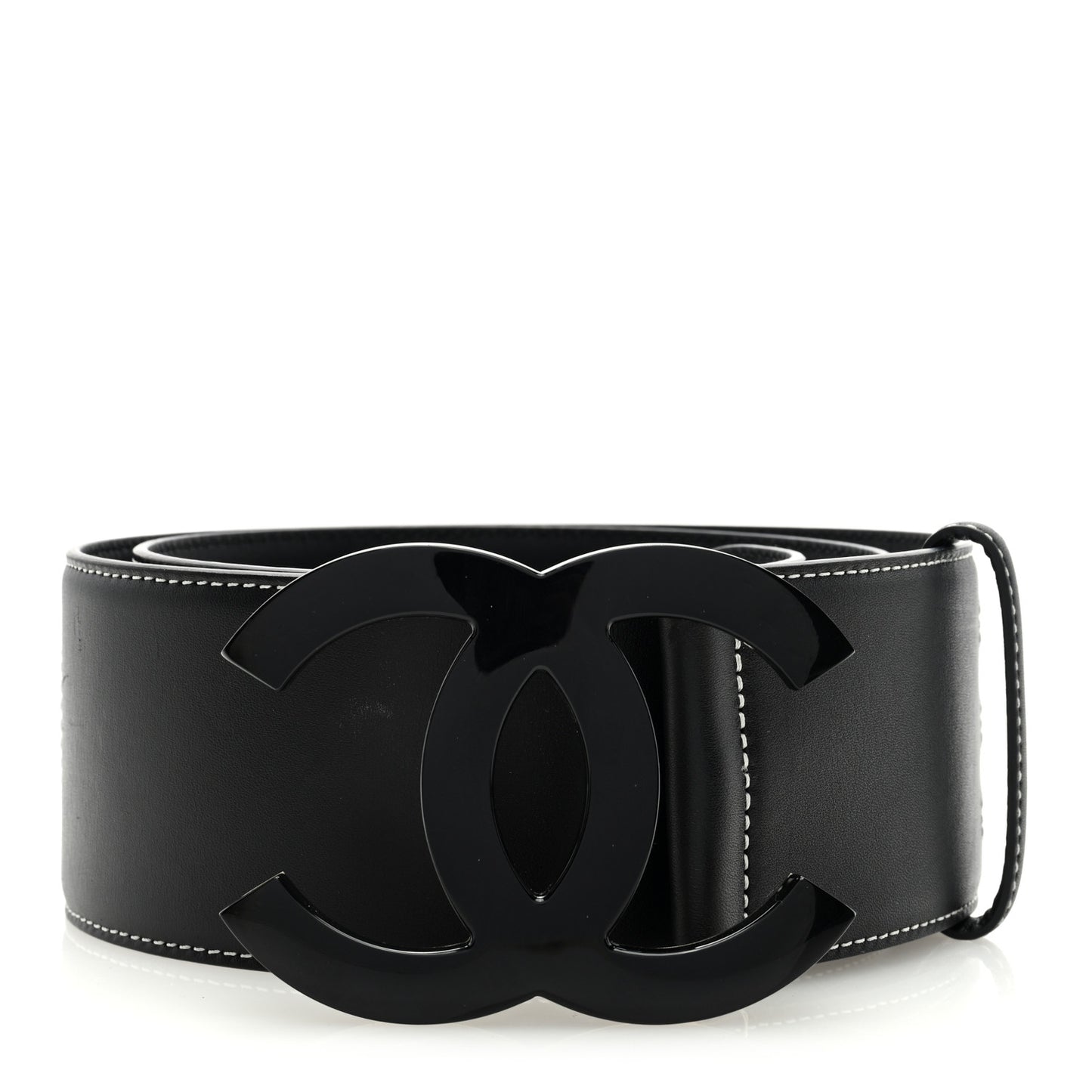 Calfskin Resin Gabrielle CC Logo Belt 85 34 Black