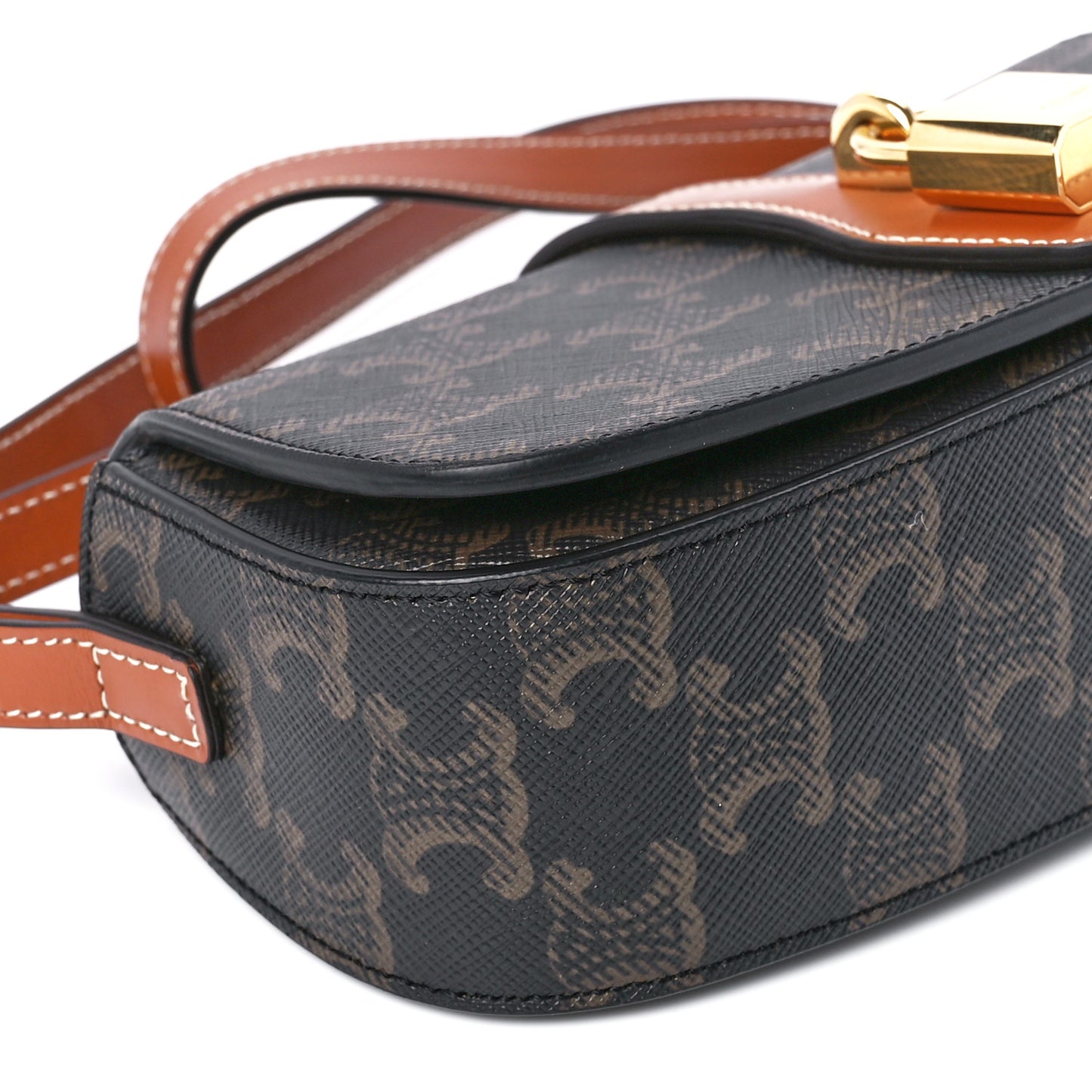 Triomphe Canvas Calfskin Tabou Clutch on Strap Tan