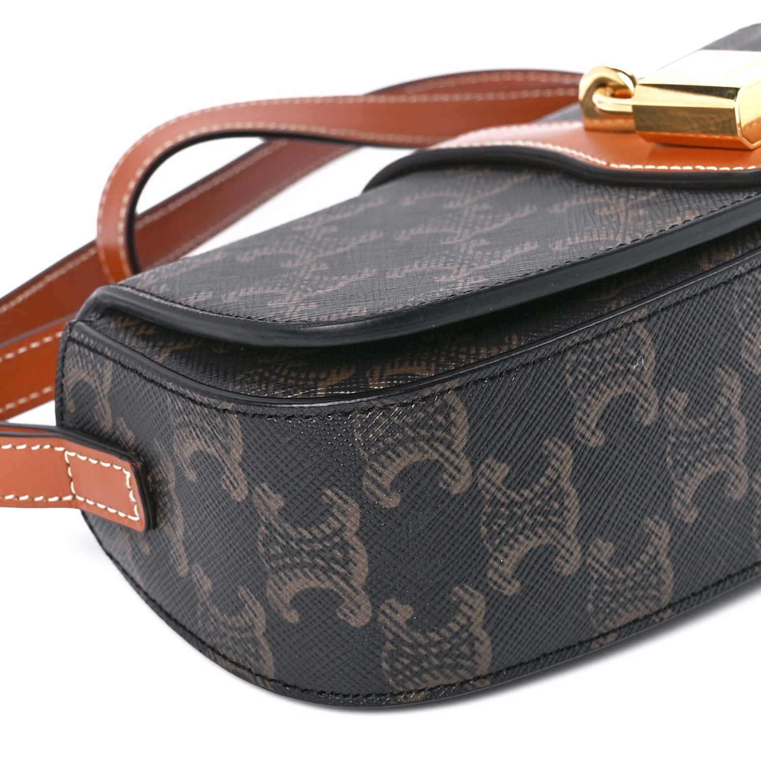 Celine Triomphe Canvas Calfskin Tabou Clutch on Strap Tan 10 of 11