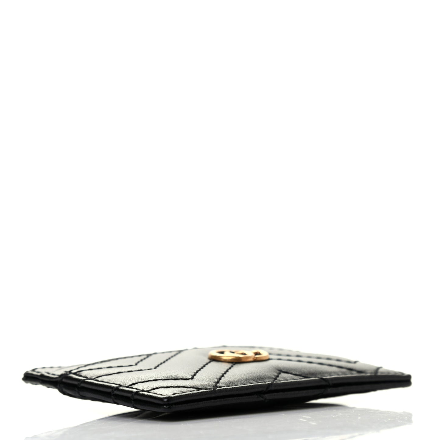 Calfskin Matelasse GG Marmont Card Holder Black