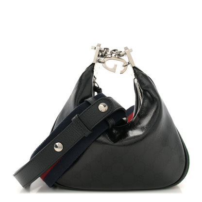 Gucci GG Crystal Coated Canvas Monogram Web Small Attache Shoulder Bag Black 1 of 10