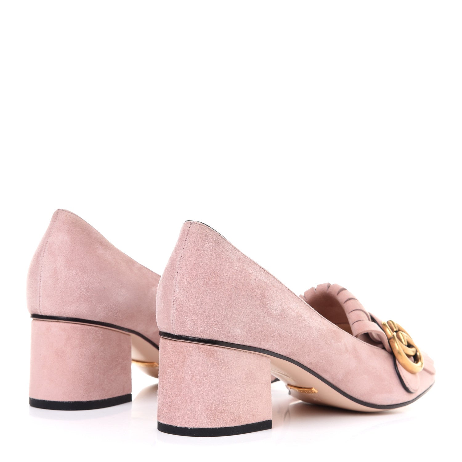 Gucci Kid Scamosciato GG Marmont Fringe 50mm Loafer Pumps 39 Crystal Pink 4 of 9