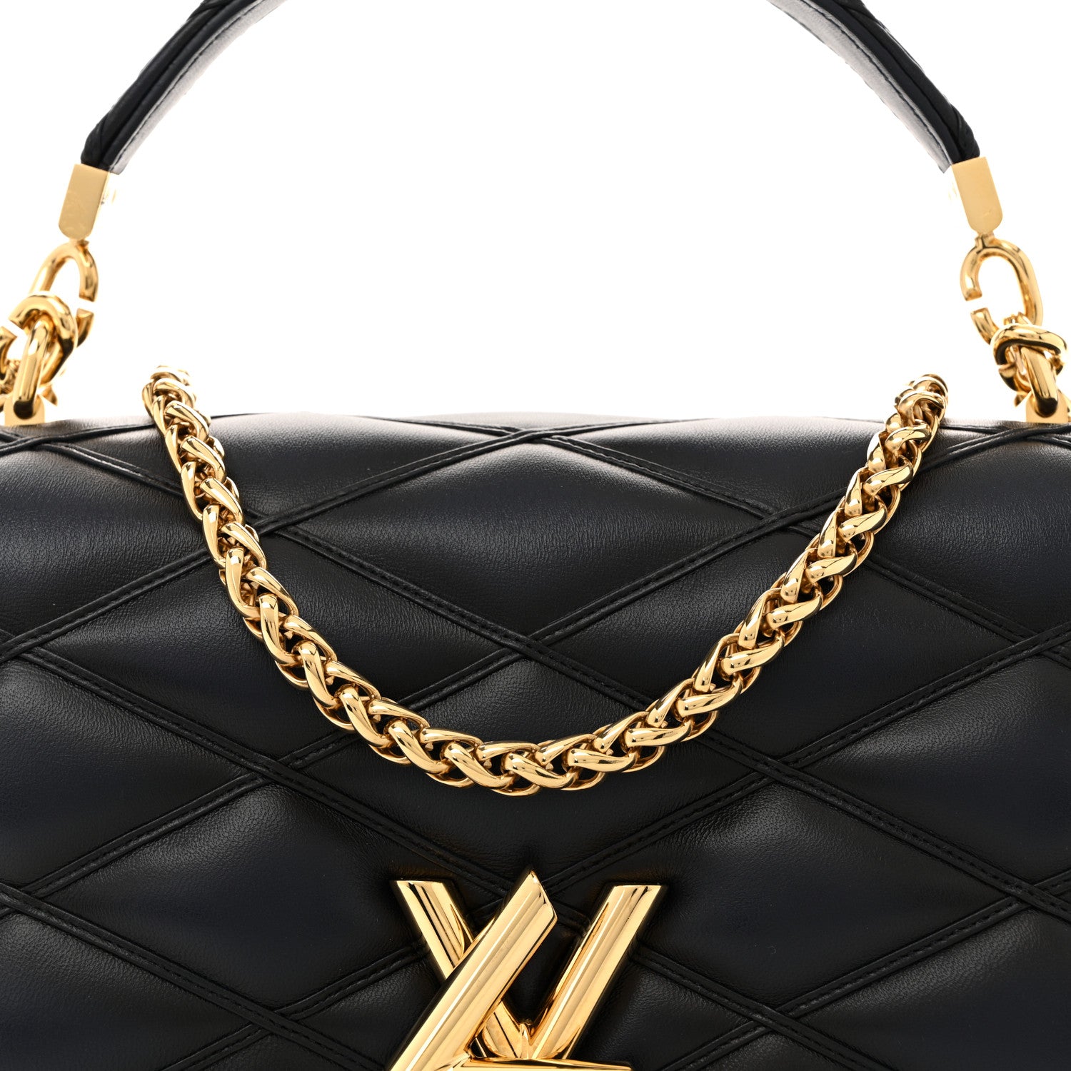 Louis Vuitton Lambskin Malletage Top Handle GO-14 MM Bleu Marine 8 of 12