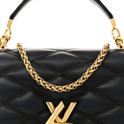 Louis Vuitton Lambskin Malletage Top Handle GO-14 MM Bleu Marine 8 of 12