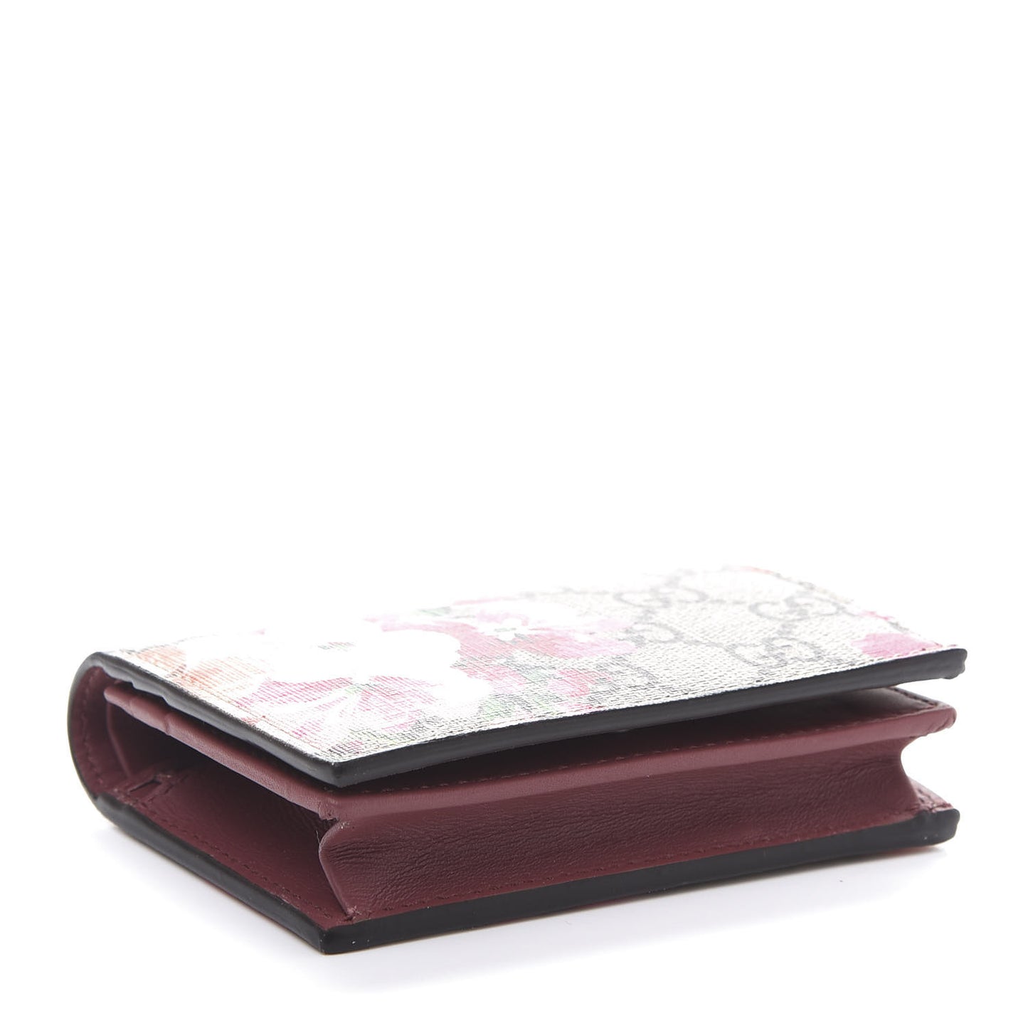 GG Supreme Monogram Blooms Card Case Wallet Beige Multicolor Dry Rose