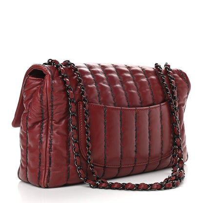 Chanel Lambskin Vertical Stitch Jumbo Single Flap Dark Red 3 of 10