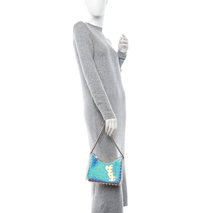 Stella McCartney Holographic Faux Leather Mini Zip Spike Falabella Silver 2 of 9