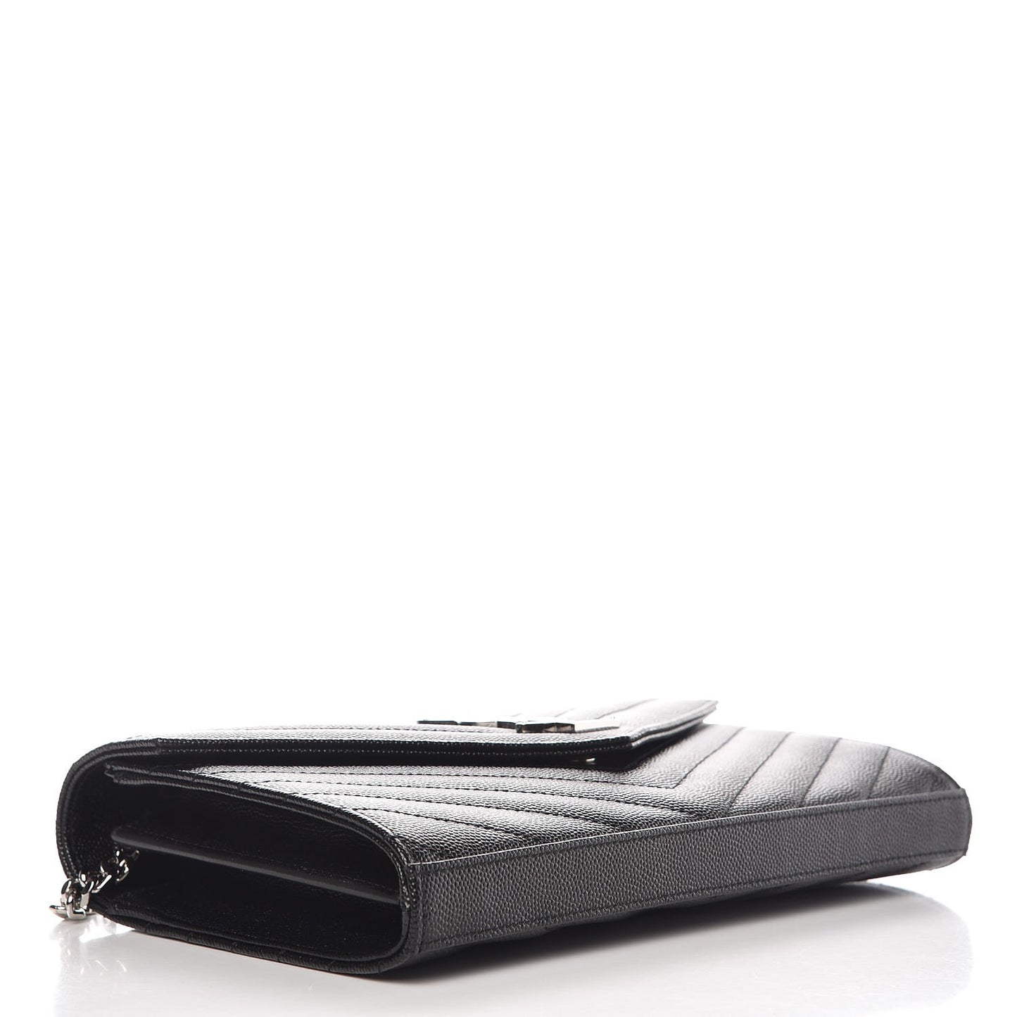 Grain De Poudre Matelasse Chevron Monogram Chain Wallet Black