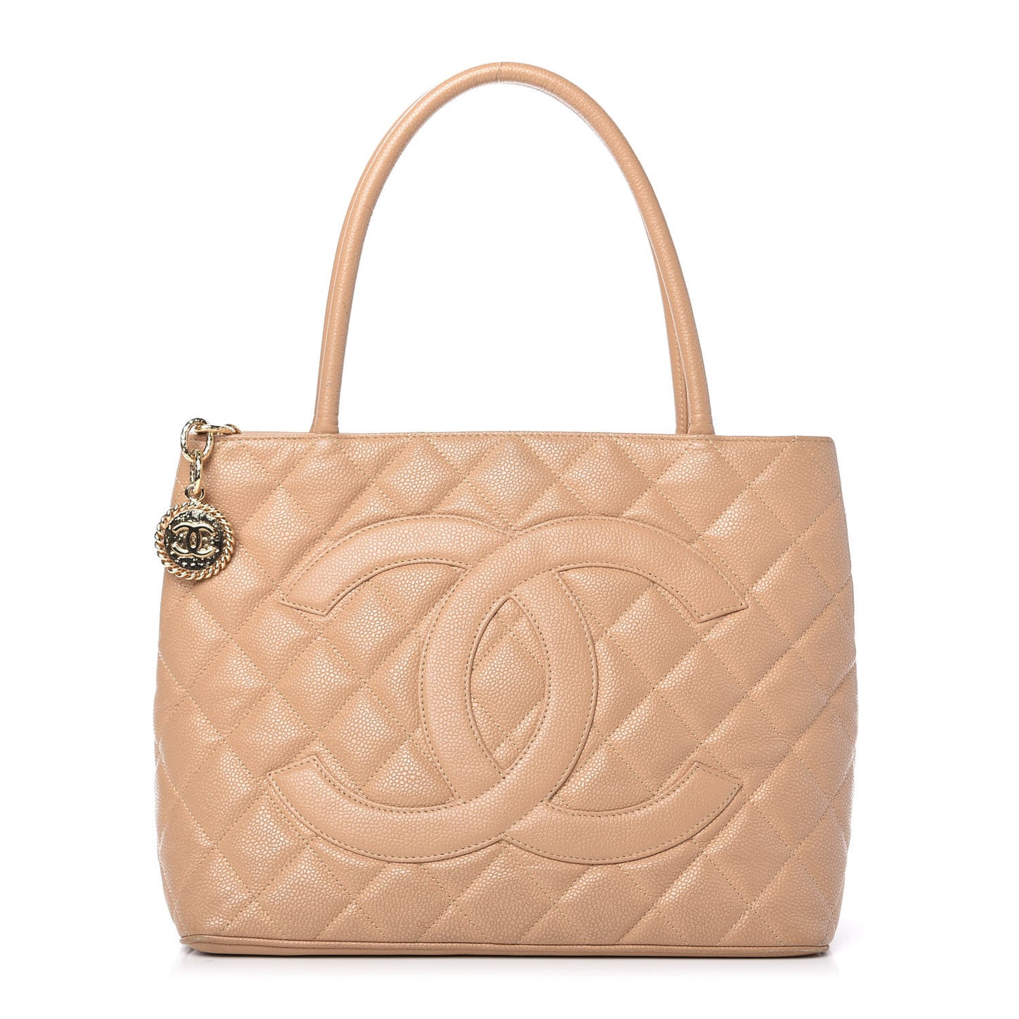 Caviar Quilted Medallion Tote Beige