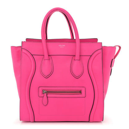 Celine Drummed Calfskin Mini Luggage Fluo Pink 1 of 15