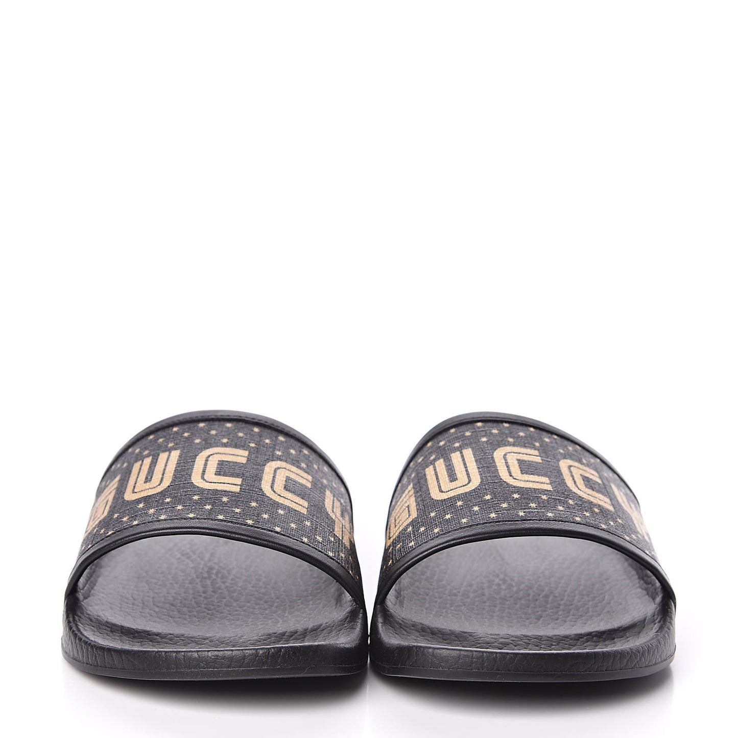 X SEGA Supreme Canvas GUCCY Stars Womens Slide Sandals 39 Black Gold