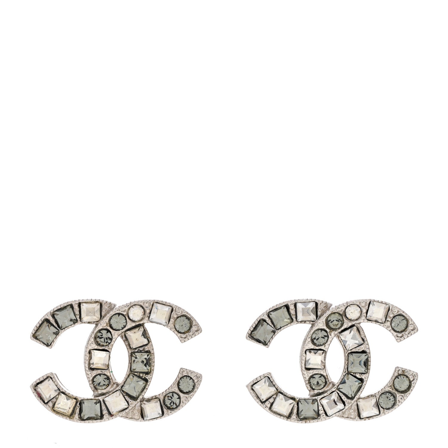 Chanel Crystal CC Earrings Silver 1 of 4