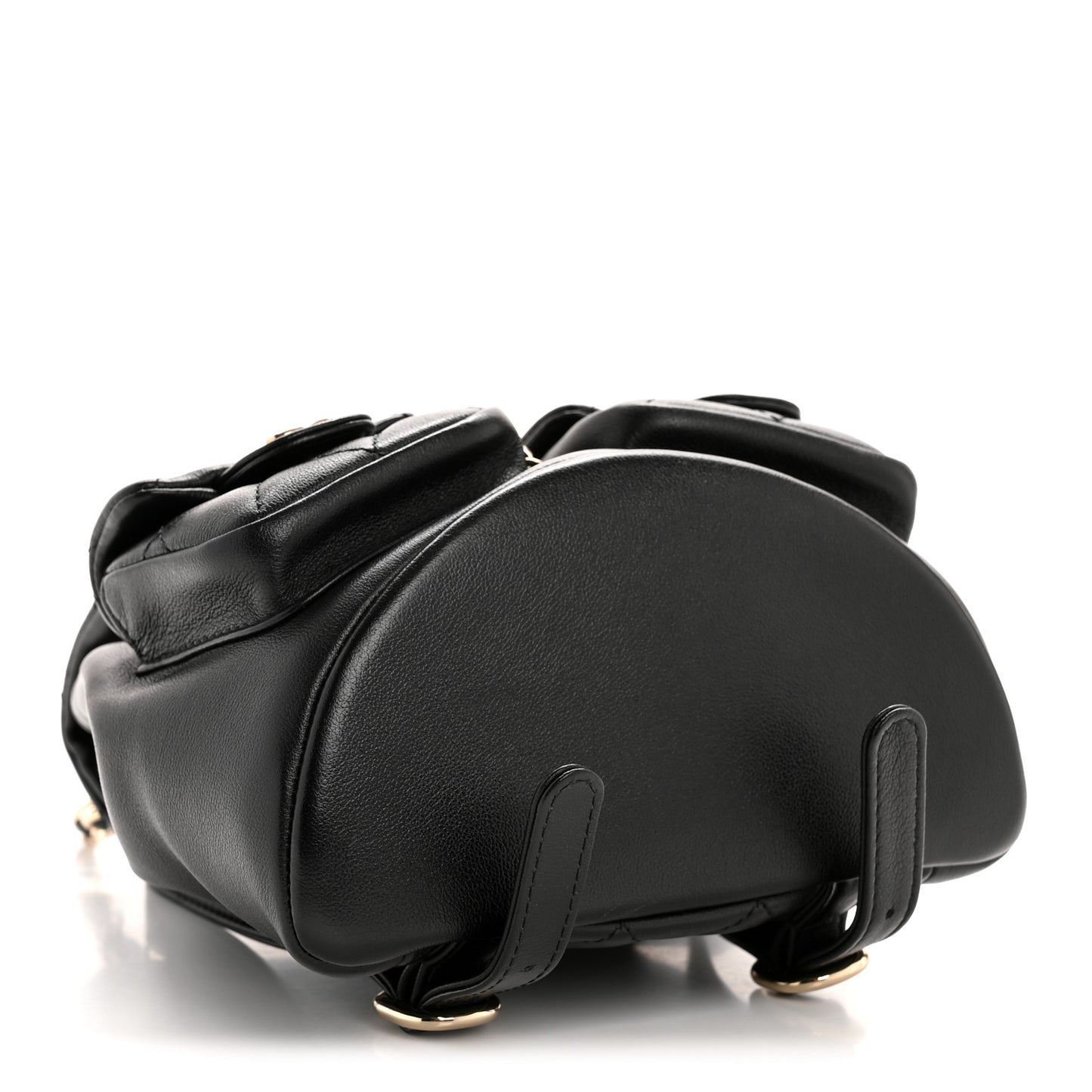Calfskin Quilted Mini Duma Pockets Drawstring Backpack Black