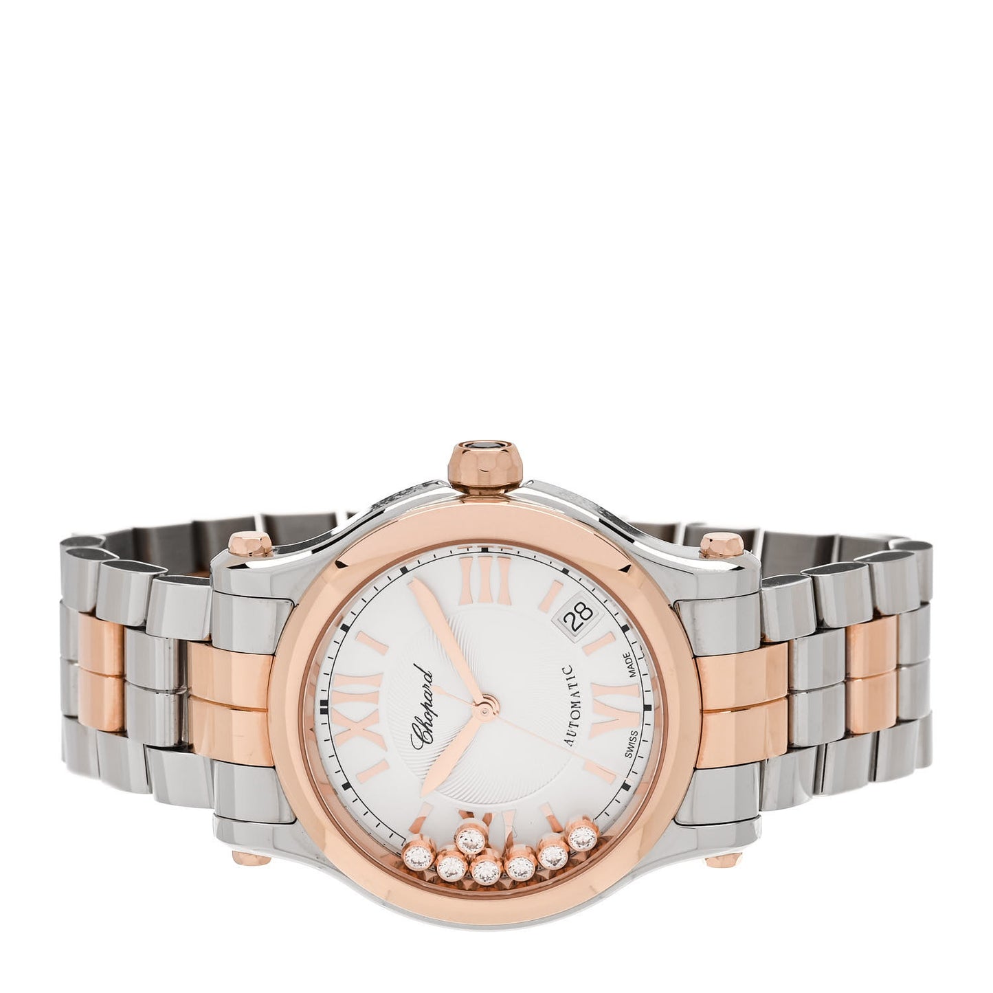 Stainless Steel 18K Rose Gold 7 Diamond 36mm Happy Sport Automatic Watch