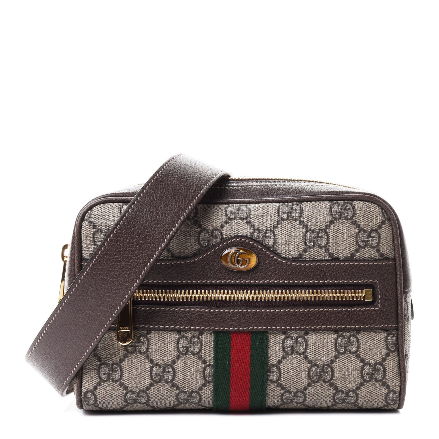 GG Supreme Monogram Web Small Ophidia Belt Bag 95 38 Dark Brown