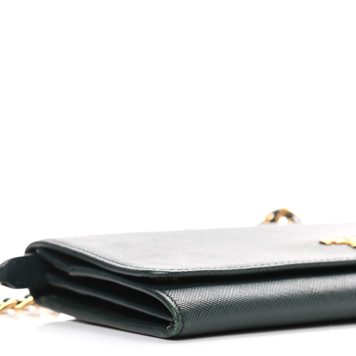 Prada Saffiano Metal Oro Chain Wallet Smeraldo 8 of 9