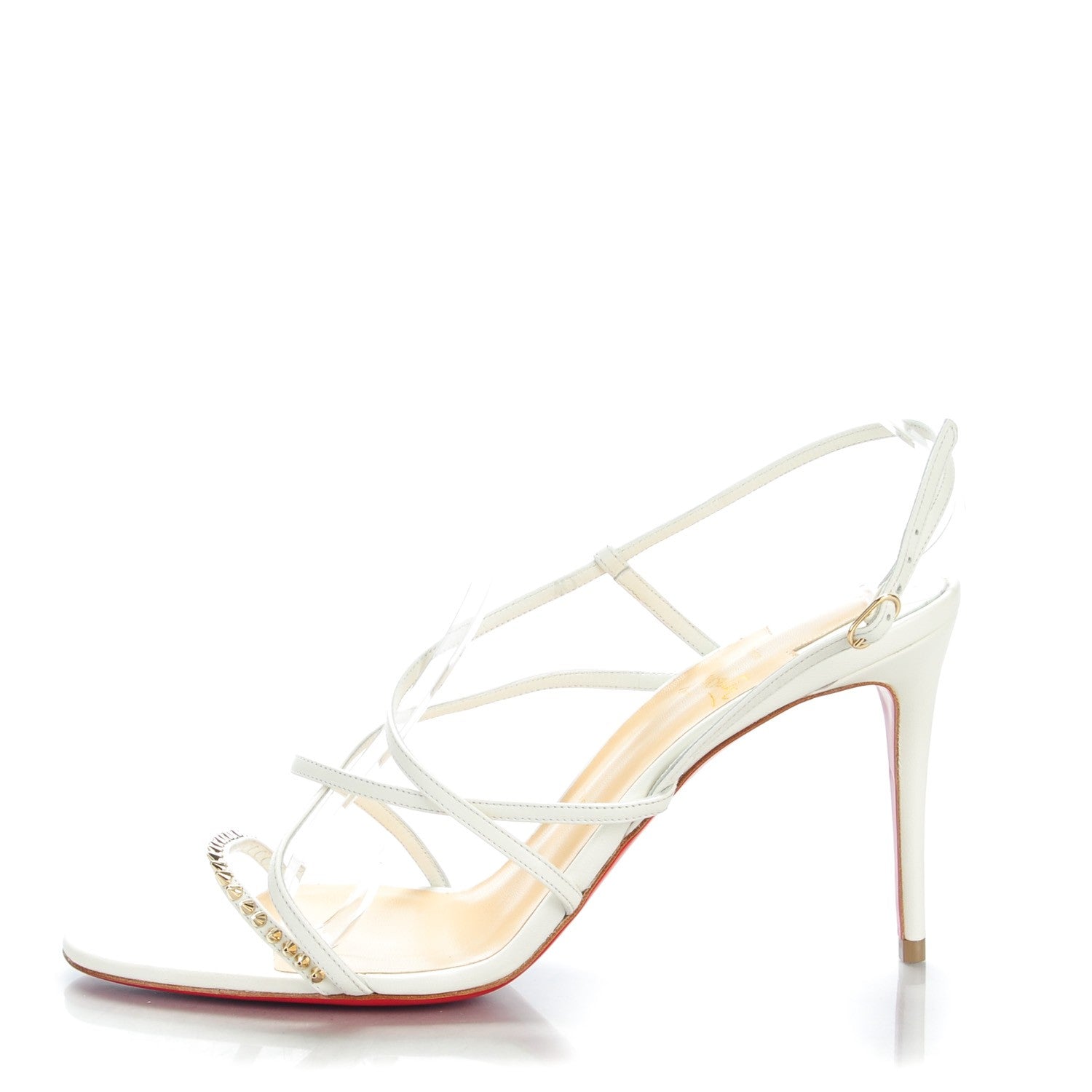 Christian Louboutin Kid Gwinispike 85 Sandals 40.5 Neige Light Gold 1 of 9