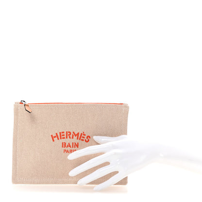 Hermes Toile Flat Yachting Pouch Orange 2 of 7